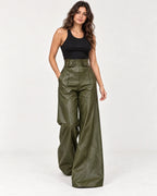 Amalie | Women's Belted High-Waisted Wide-Leg Pants