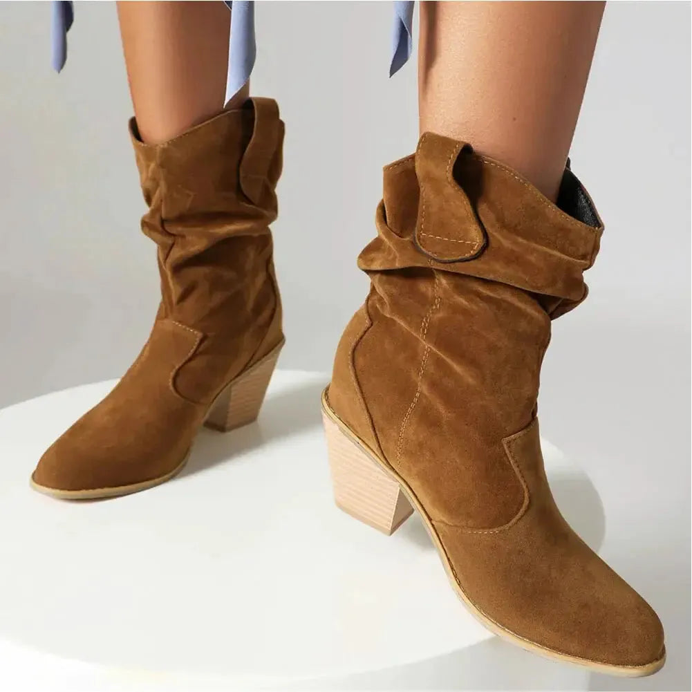 Fallon | Women's Suede Slouch Cowboy Boots