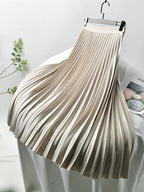 Pleated Midi Skirt with High Waist