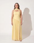 Strapless Scarf-Neck Maxi Dress