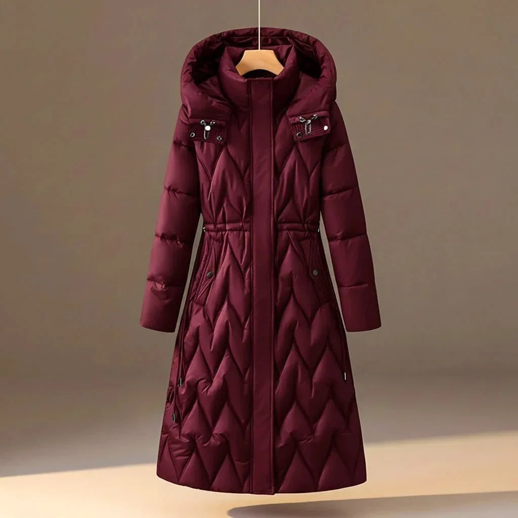 Women's Long Quilted Hooded Winter Coat