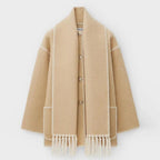Women's Wrap Coat with Fringe Scarf