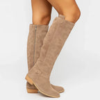 Slouchy Knee High Boots with Block Heel
