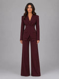 Three-Piece Pant Suit Set with Wide-Leg Trousers