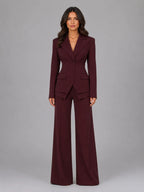 Three-Piece Pant Suit Set with Wide-Leg Trousers