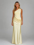 One Shoulder Ruched Bodycon Maxi Dress