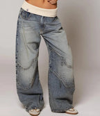 Wide Leg Patchwork Baggy Jeans