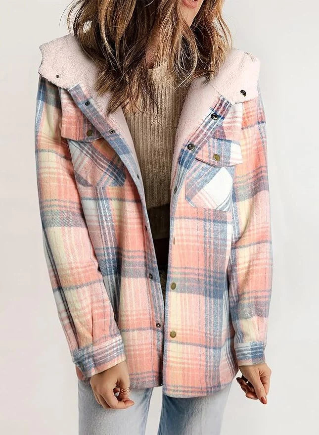 Plaid Flannel Sherpa Shirt Jacket