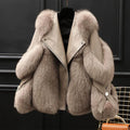 Women's Faux Leather Jacket with Fur Collar