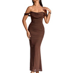 Off-Shoulder Ruched Maxi Formal Dress