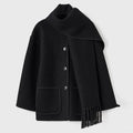Women's Wrap Coat with Fringe Scarf