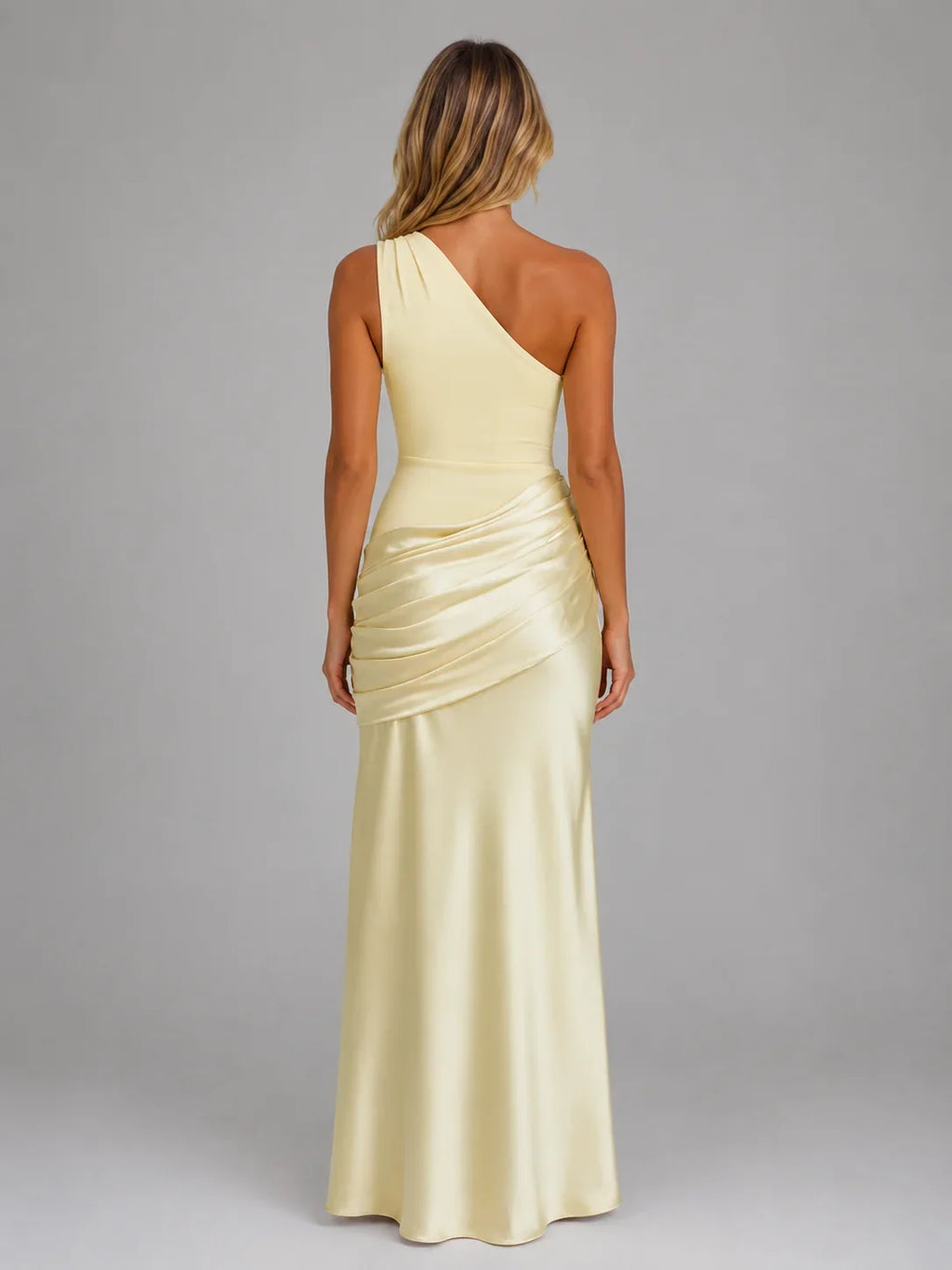 One Shoulder Ruched Bodycon Maxi Dress