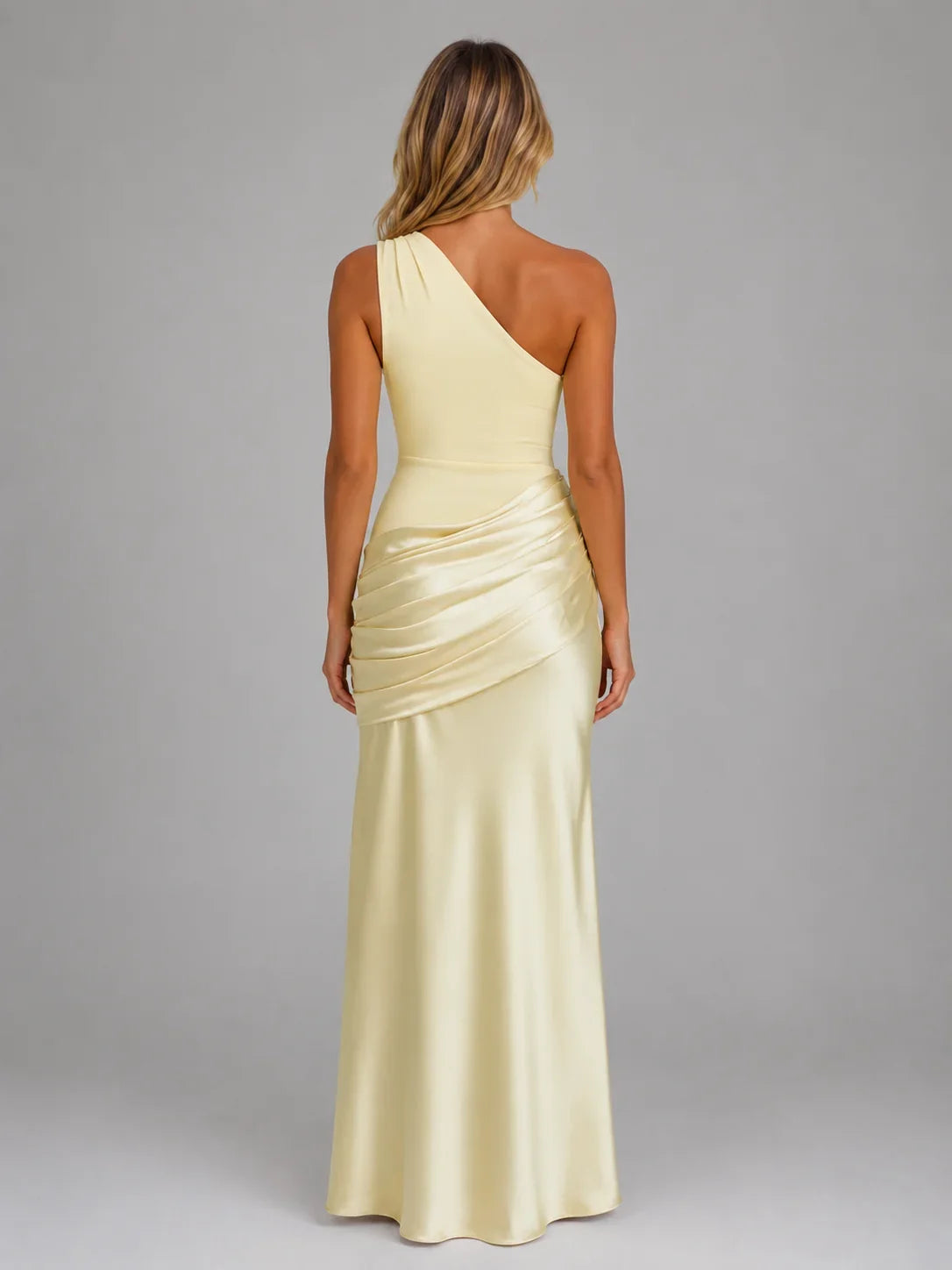 One Shoulder Ruched Bodycon Maxi Dress