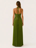 Lace-Bodice Halter Maxi Dress