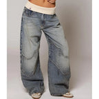 Wide Leg Patchwork Baggy Jeans
