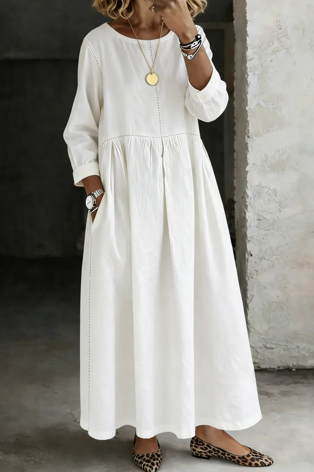 Long Sleeve Denim Maxi Dress with Pockets