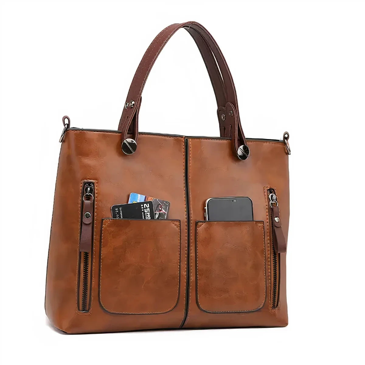 Large Tote Bag with Front Pockets