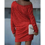 Long Sleeve Sequin Party Dress