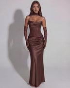 Cowl-Neck Satin Maxi Dress