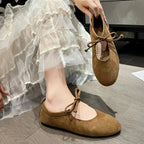 Suede Lace-Up Round Toe Loafers