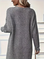 Cosy Long Sleeve Knit Dress with Wrap Front Hem