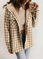 Plaid Flannel Sherpa Shirt Jacket