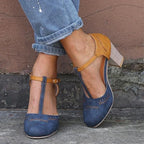 Block Heel T-Strap Mary Jane Shoes