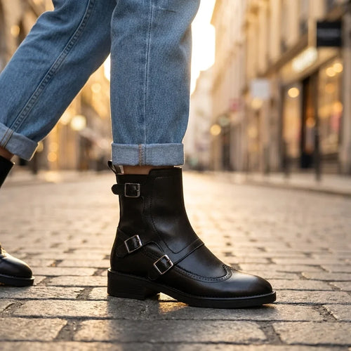 Buckle Strap Chelsea Boots