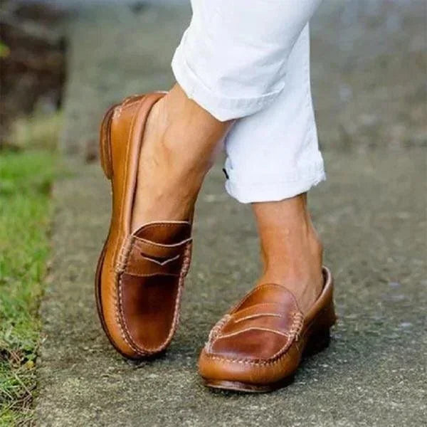 Black Penny Loafers with Low Heel