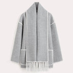 Women's Wrap Coat with Fringe Scarf