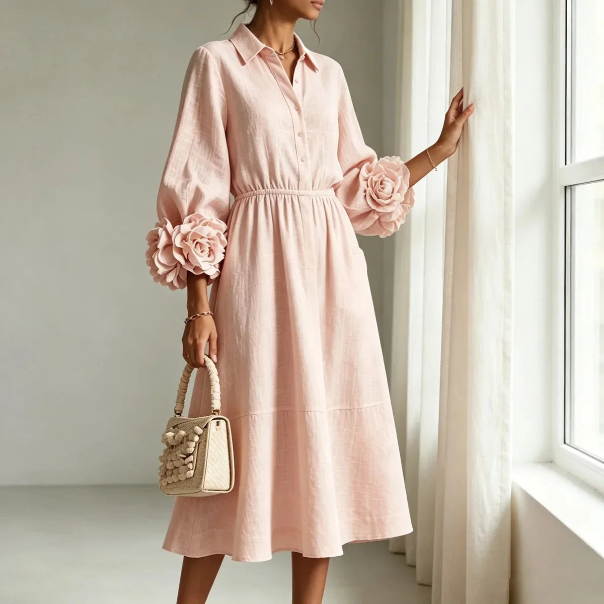Floral Cuff Midi Dress