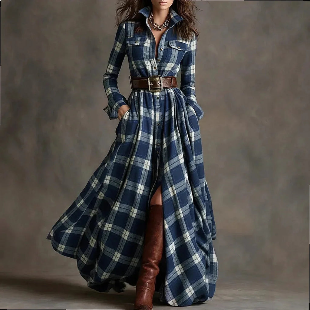 Plaid Flannel Button Front Maxi Dress