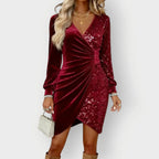 Sequin Velvet Wrap Dress