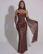 Cowl-Neck Satin Maxi Dress