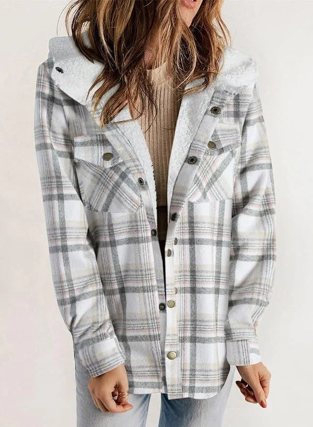 Plaid Flannel Sherpa Shirt Jacket