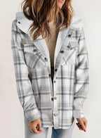 Plaid Flannel Sherpa Shirt Jacket