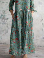 Long Sleeve Floral Maxi Dress with Pockets