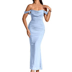 Off-Shoulder Ruched Maxi Formal Dress