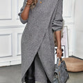 Cosy Long Sleeve Knit Dress with Wrap Front Hem