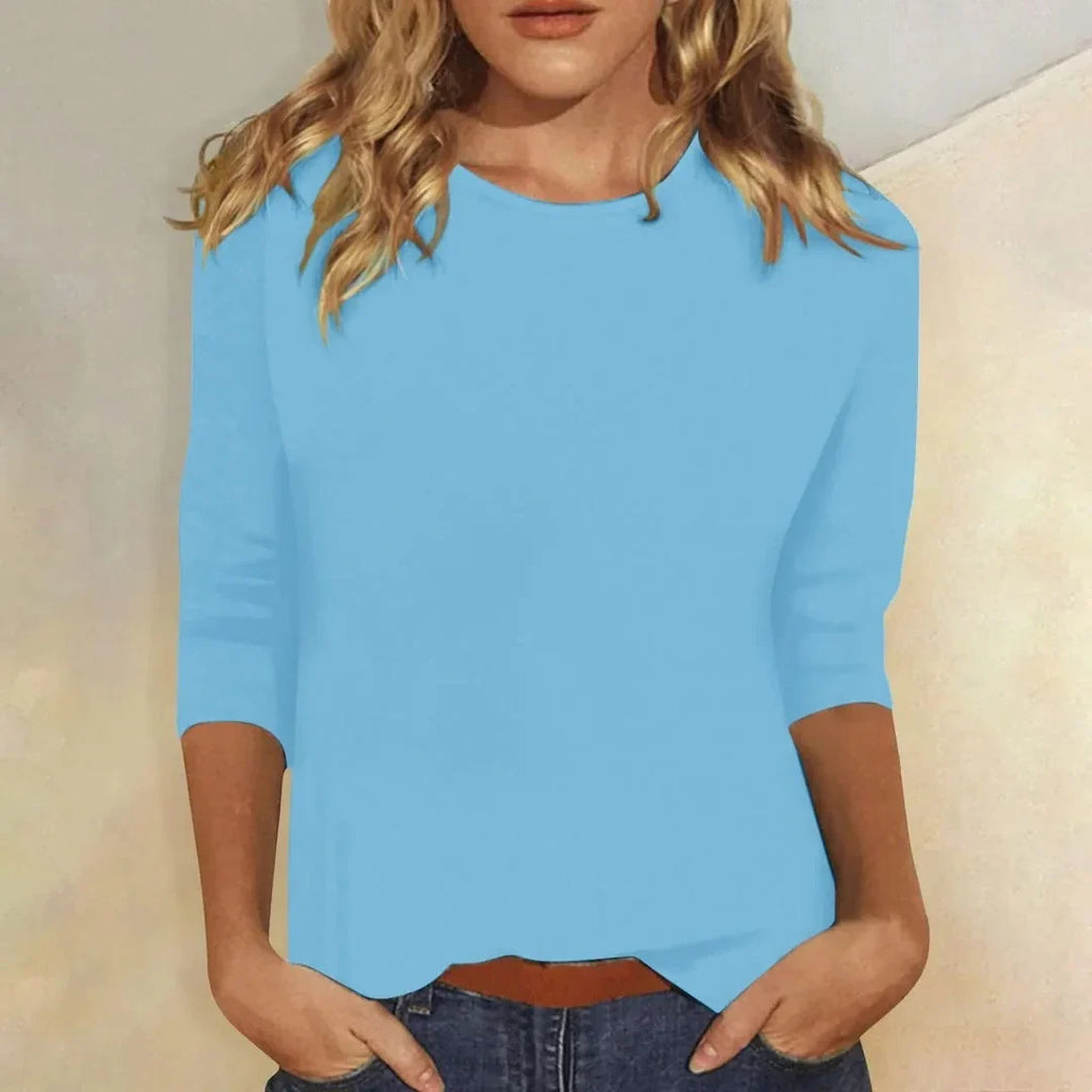 Crew Neck Three-Quarter Sleeve Top