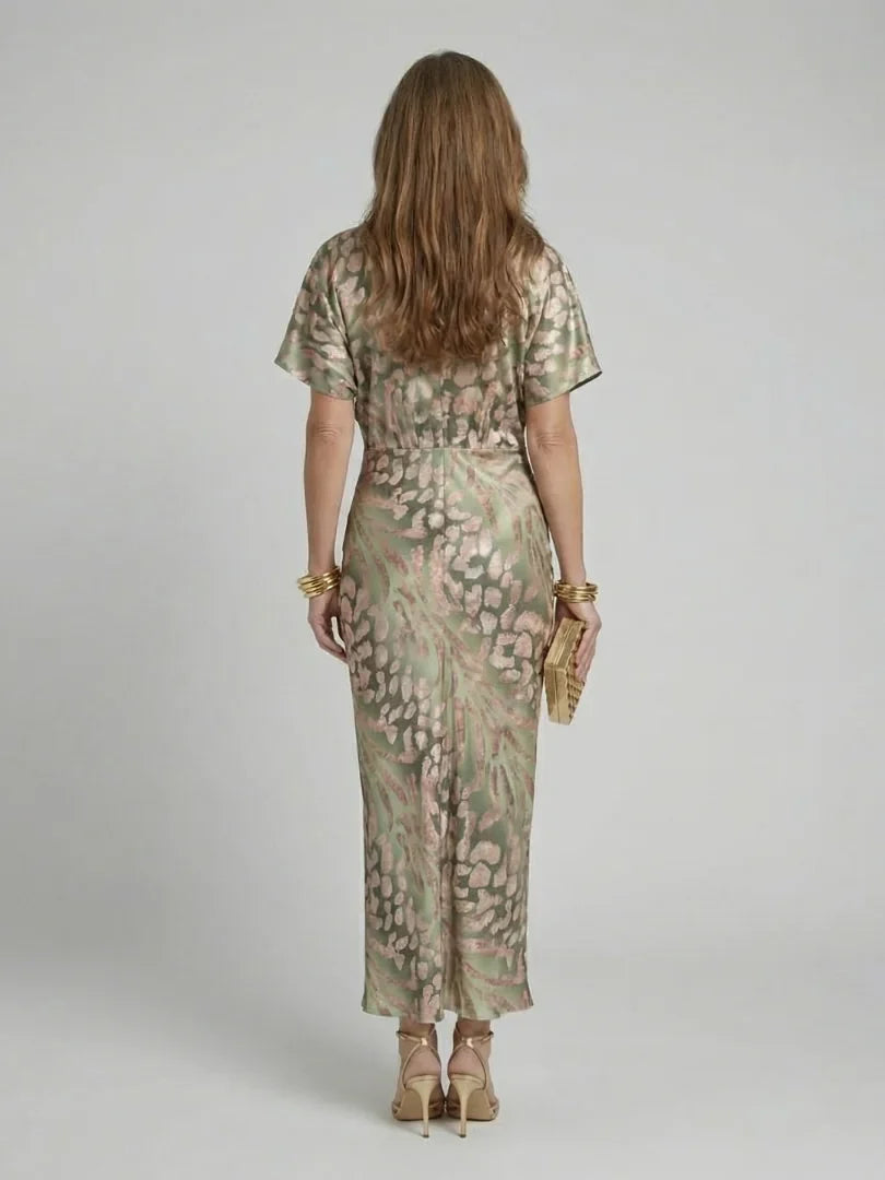 Artistic and Refined Abstract Print Midi Dress