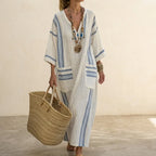 Linen-Blend Relaxed Maxi Dress