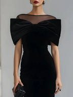 Bow Neckline Cocktail Midi Dress