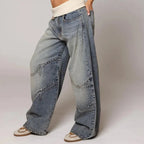 Wide Leg Patchwork Baggy Jeans