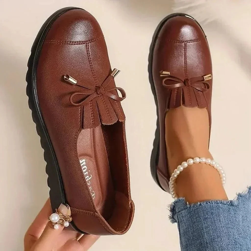 Lace-Up Leather Look Loafers
