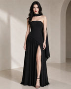 Strapless Scarf-Neck Maxi Dress
