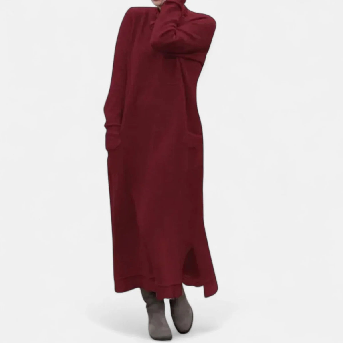 Mock Neck Maxi Knit Sweater Dress