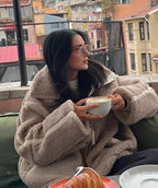 Women's Oversized Teddy Coat with Lapel Collar