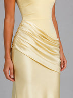 One Shoulder Ruched Bodycon Maxi Dress