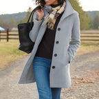 Wool Blend Pea Coat with Button Front